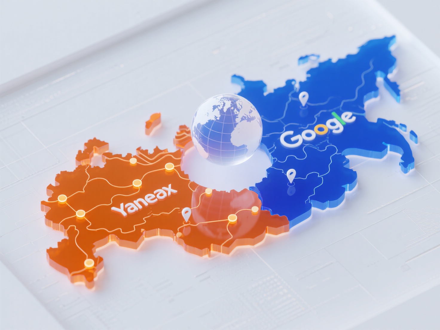 What are the differences between Yandex's and Google's GEO strategies in the Russian market?